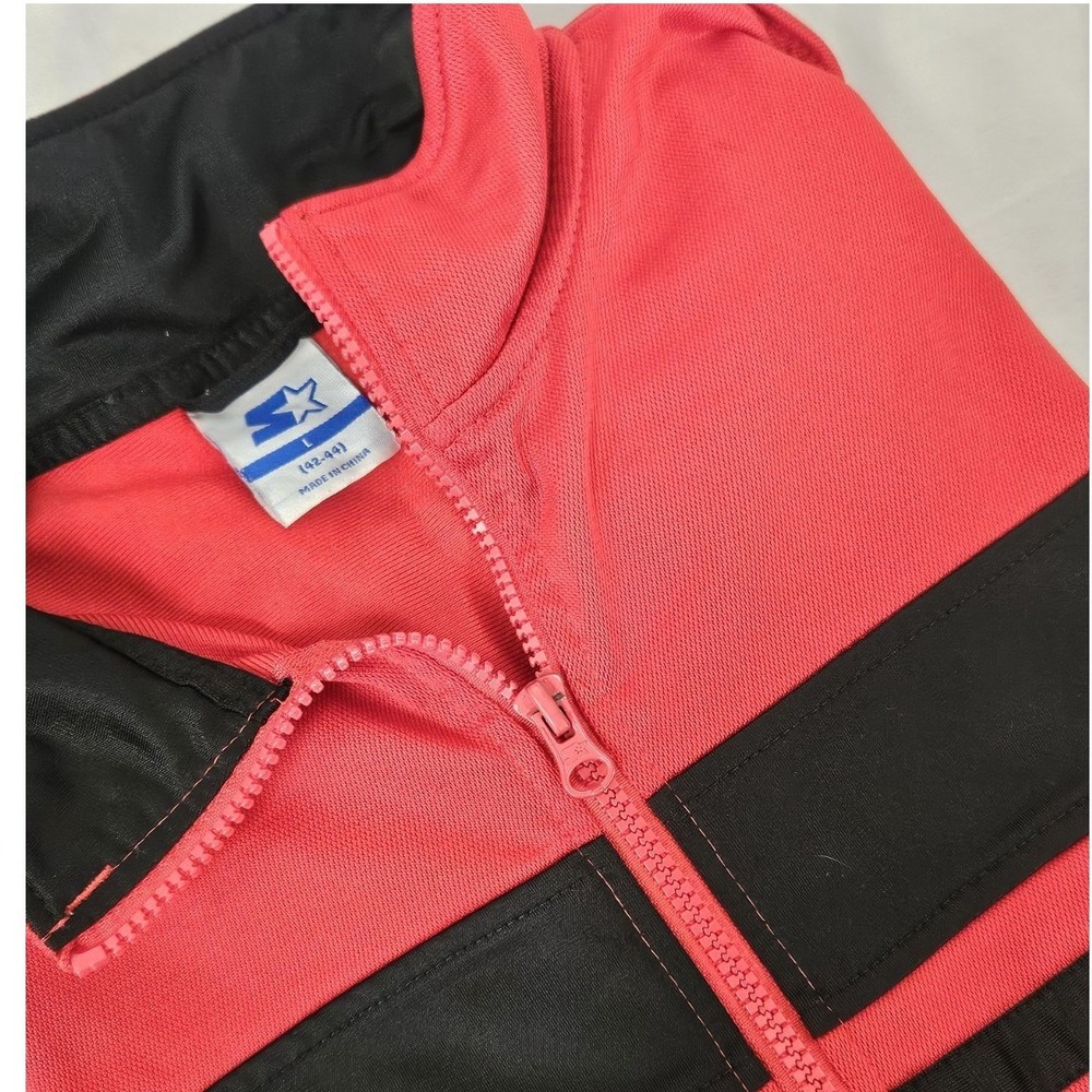 Windbreaker Jacket Vintage Starter Red Black Zip Up Men's Size Large EUC